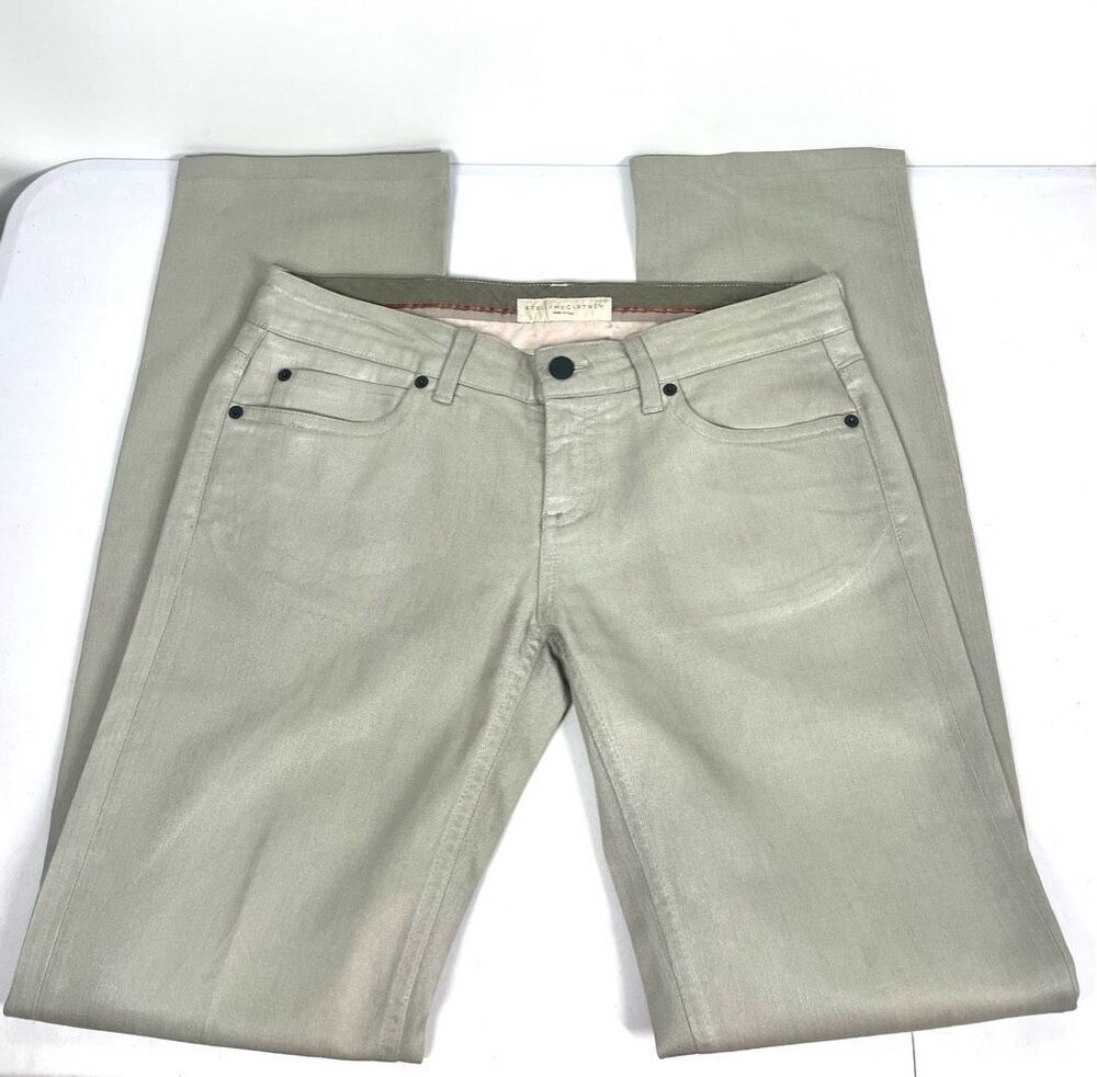 Stella McCartney Silver Gray Coated Jeans Low Straight Leg Women Size 29 34 X 33
